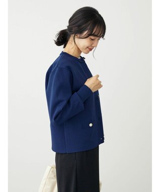 Green Parks ゴールド釦ボックス型カーディガン Navy