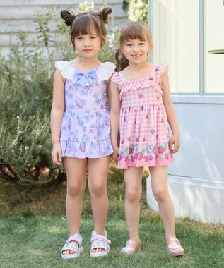 ANY KIDS 花柄×レース ワンピース水着 ラベンダー