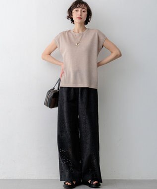 23区 【先行予約】ラッセルオーナメントレース ワイド パンツ ブラック系