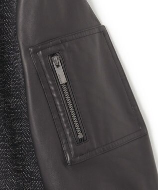 JOSEPH HOMME 【LEON 掲載】ブライトヘザージャージー レザーブロッキングブルゾン ブラック系