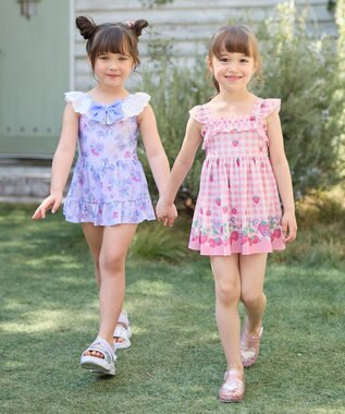 ANY KIDS 花柄×レース ワンピース水着 ラベンダー