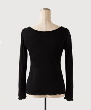 TOQUE 〈大草直子さんアドバイザー〉【天然素材】アルパカシルクリブ ロングT ブラック