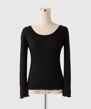 TOQUE 〈大草直子さんアドバイザー〉【天然素材】アルパカシルクリブ ロングT ブラック