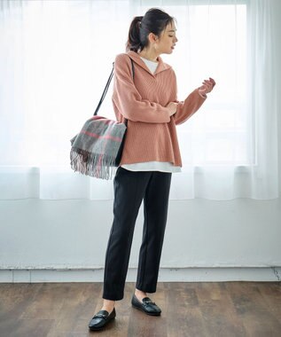 ANY L 【ストレッチ/ウエストゴム】エニィーヒート テーパードパンツ ブラック