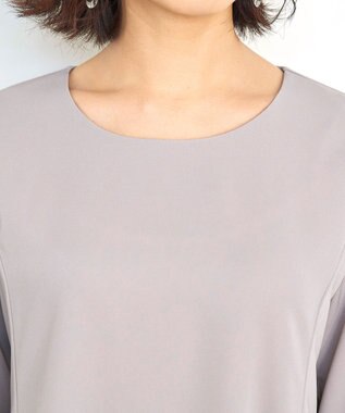 Tiaclasse L 【小倉優子さん着用・選べる袖TYPE・洗える】バックフレアチュニック 七分袖グレージュ