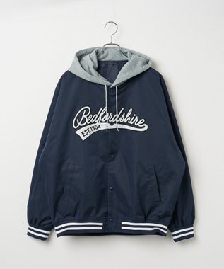 WEGO 【ユニセックス着用ITEM】フードワッペンスタジャン ネイビー