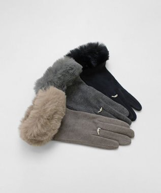 ORuKuBET 【オンワード・クローゼット限定】パールリング風エコファージャージグローブ (WOMEN)【スクワラン加工 / 抗菌機能・タッチパネル対応】 ブラウン