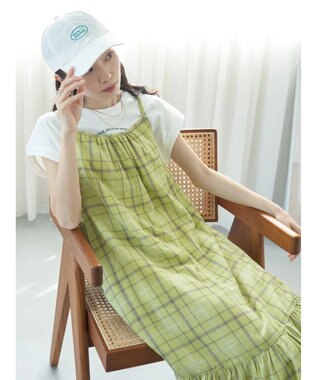 earth music&ecology マドラスチェックキャミワンピース Yellow