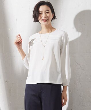  【吸水速乾】ピンタックコンビジャージー カットソー