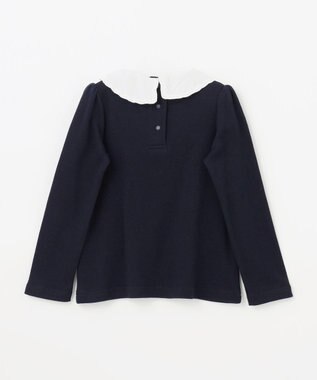 ANY KIDS 襟 刺繍 カットソー ネイビー