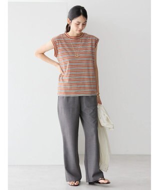 AMERICAN HOLIC マルチボーダーノースリーブカットプルオーバー Terracotta