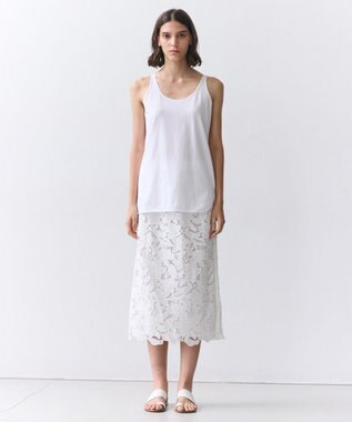 BEIGE， 【洗える】BROIS / コットンシャツテールタンクトップ White