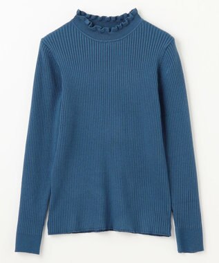 ANY 【洗濯機可】ウォームニットフリルプルオーバー ブルー