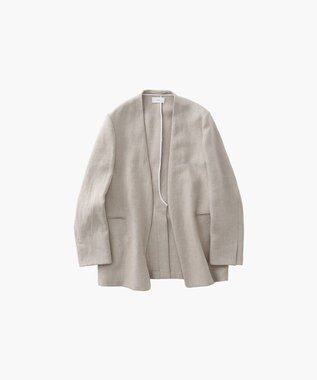 ATON LINEN OXFORD | ノーカラージャケット BEIGE