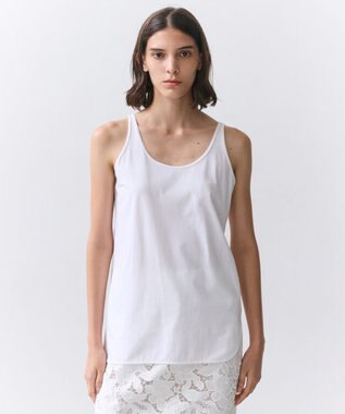 BEIGE， 【洗える】BROIS / コットンシャツテールタンクトップ White