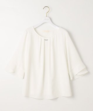 ANY SIS S 【洗える】ラッフルフレアジョーゼット ブラウス オフホワイト