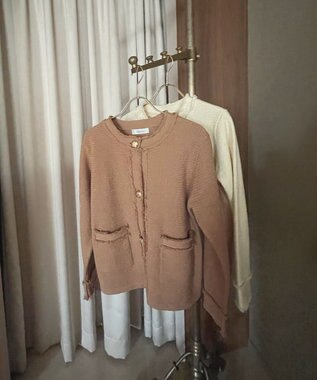 Feroux 【ONWARD CROSSET MAG掲載】ツイードライクニット ジャケット ベージュ系