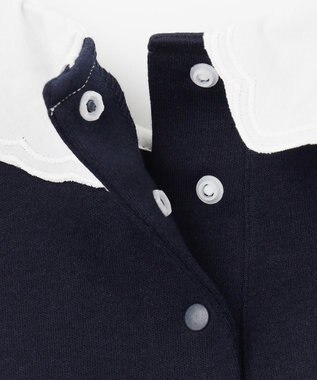 ANY KIDS 襟 刺繍 カットソー ネイビー