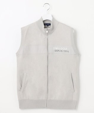 23区GOLF 【MEN】【ウォッシャブル】ジップアップ ニットベスト ライトグレー系