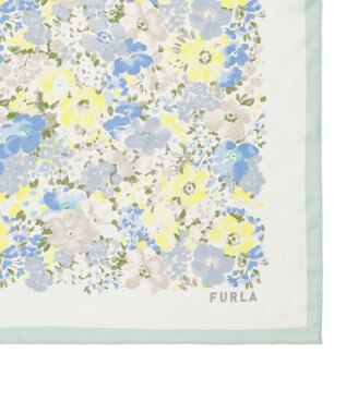 MOONBAT 【シルク100%】フルラ (FURLA) 花柄 シルクプリントスカーフ 65cm×65cm ミントグリーン