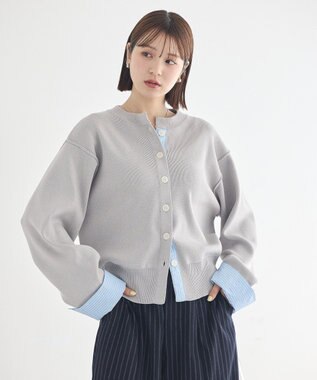 earth music&ecology フェイクレイヤードカーディガン Light Gray