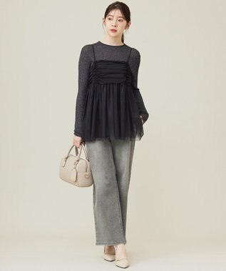 ANY SIS 【洗える】ラメシアーリブ ニット ブラック