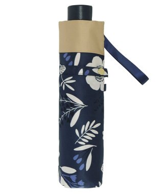 MOONBAT LANVIN en Bleu 折りたたみ傘 バイカラーデイジー サテンプリント 大きめ55cm ネイビーブルー