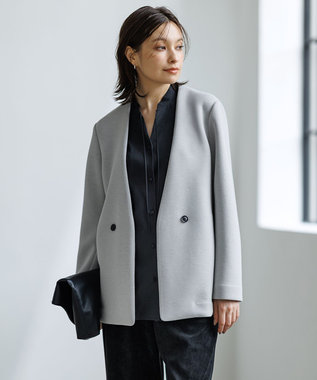 極美品　ICB ノーカラー　ダブル　ビジネス　スーツ　セットアップ　ブルー　M 極美品 ICB ノーカラー ダブル ビジネス スーツ セットアップ