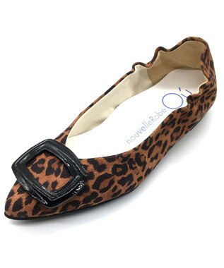 nouvelleRobe Oū 【本革・高反発】Buckle Ornament ポインテッドトゥ パンプス レオパード