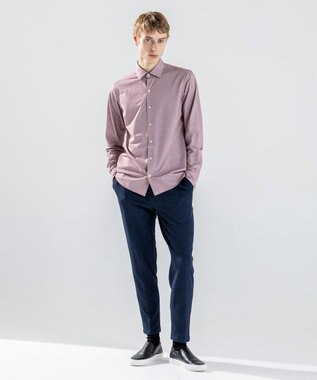 JOSEPH HOMME 【ストレッチ】ハイゲージコットンジャージー 　長袖レギュラーカラーシャツ ピンク系