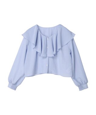 earth music&ecology ラッフルショートブラウス Sax