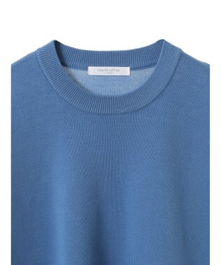 Green Parks 袖裏配色５分袖ニットプルオーバー Blue