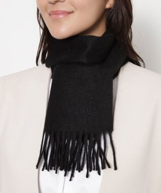 MOONBAT FURLA(フルラ）カシミヤ100％ 無地 プチマフラー ブラック