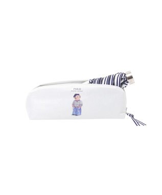 MOONBAT 【WEB限定】 POLO RALPH LAUREN（ポロ ラルフローレン） 晴雨兼用日傘 ワンポイントポロベア プリント 折りたたみ傘 ポーチタイプ 1級遮光/遮熱/遮光 オフホワイト
