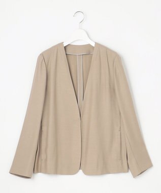 自由区 【XSサイズ～/洗える/セット可】キュプラリネンシャンタン ノーカラージャケット ベージュ系