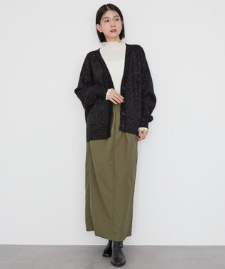 AMERICAN HOLIC バイパチラメ入りＶネック片畦ニットカーディガ Black