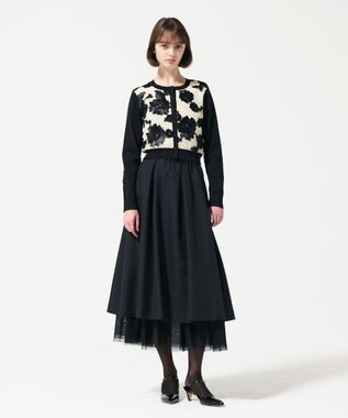 GRACE CONTINENTAL サテンコードニットカーディガン バイカラー