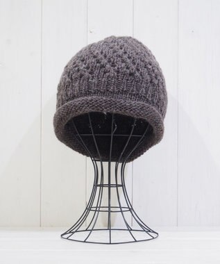 石田製帽 【防寒対策・日本製】ウールロールアップ ニット帽 ブラウン