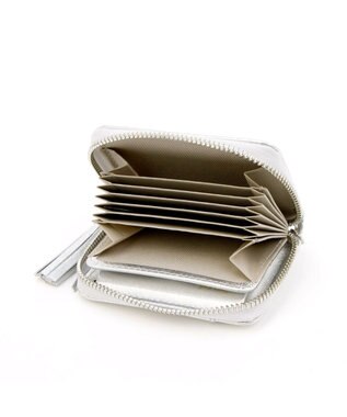 UNBILLION ペルケ perche / ドット型押し・ジャバラチャームウォレットショルダー シルバー