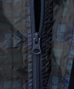 MOONBAT FLAT PURE レインコート チェック柄 リュック対応 ユニセックス 収納袋付き ネイビーブルー