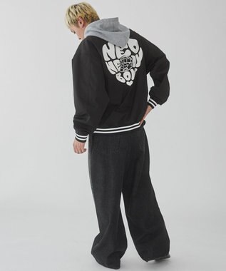 WEGO 【ユニセックス着用ITEM】グラフィックフードスタジャン ブラック