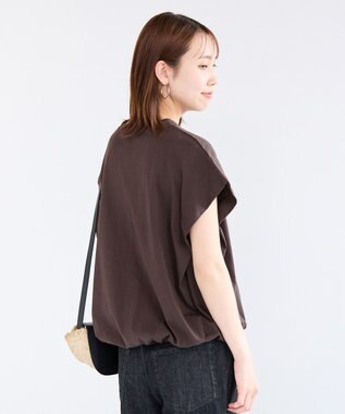 UNFILO L フレンチスリーブ ドロストTシャツ ブラウン