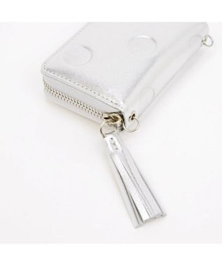 UNBILLION ペルケ perche / ドット型押し・ジャバラチャームウォレットショルダー シルバー