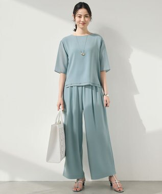 自由区 ストレッチアムンゼン Tブラウス [WEB先行カラー]サックス