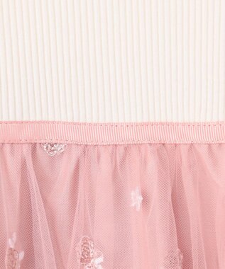 ANY KIDS バレエ刺繍チュールワンピース ホワイト×ピンク