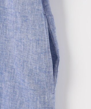 23区 S 【SLOW/洗える】リネンコットン シャツワンピース ブルー系