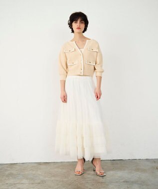 GRACE CONTINENTAL バイカラールーズニットカーディガン ベージュ