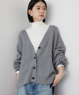 AMERICAN HOLIC バイパチラメ入りＶネック片畦ニットカーディガ Light Gray Mixture