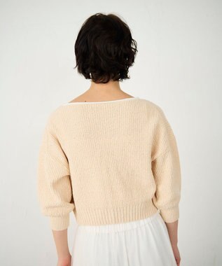 GRACE CONTINENTAL バイカラールーズニットカーディガン ベージュ