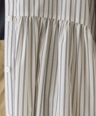 AMERICAN HOLIC 【イージーケア】ギャザーシャツワンピース Stripe White